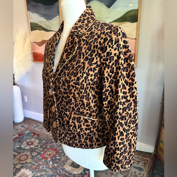 MetroStyle Corduroy Leopard Blazer - Picture 5 of 7